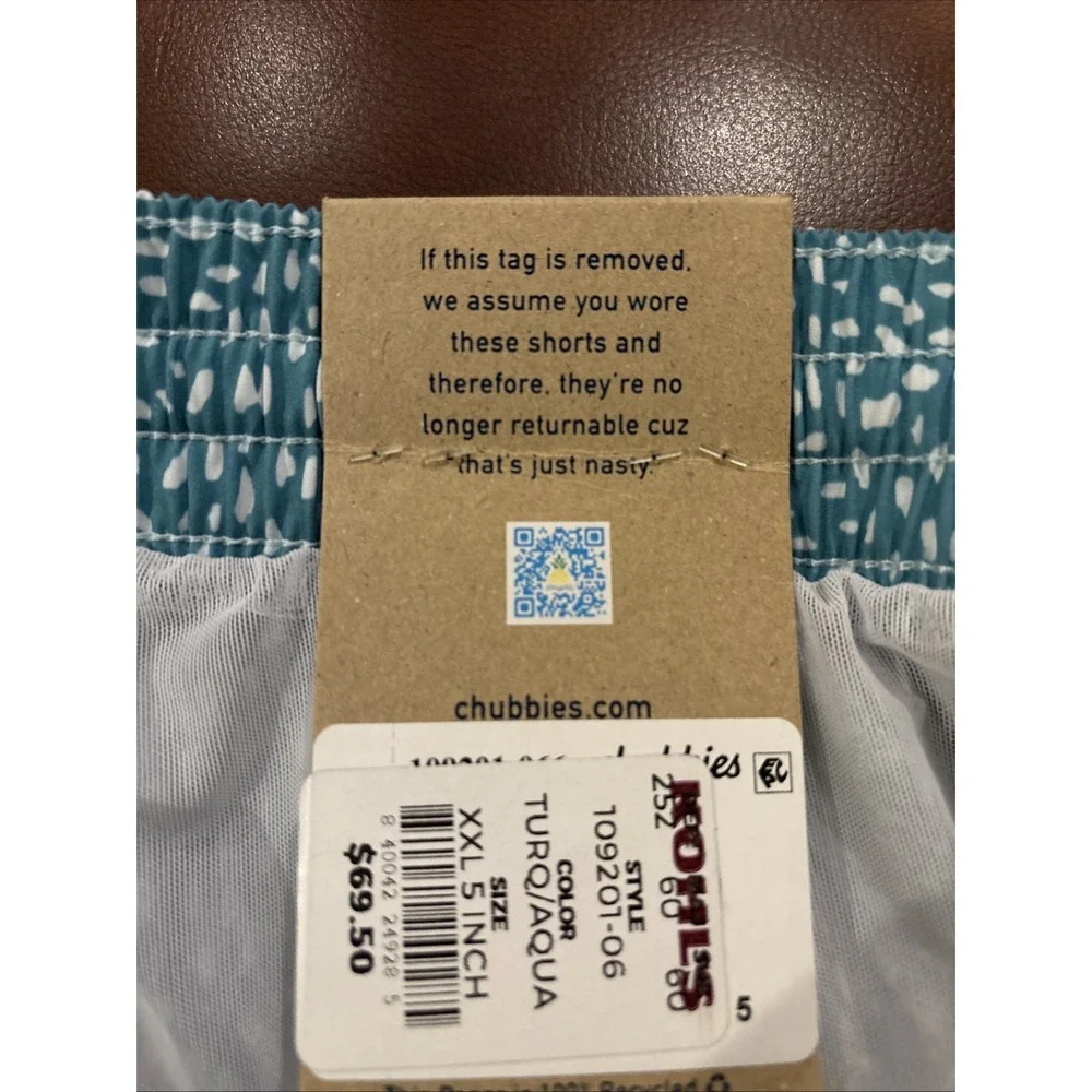 Chubbies Mens Turquoise Agua The Whale Shark Classic 5.5